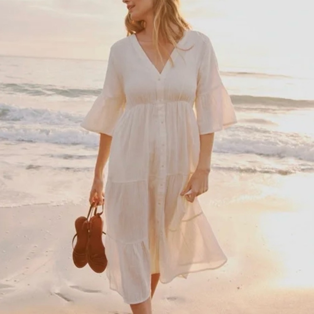 Pact Cream Midi Dress